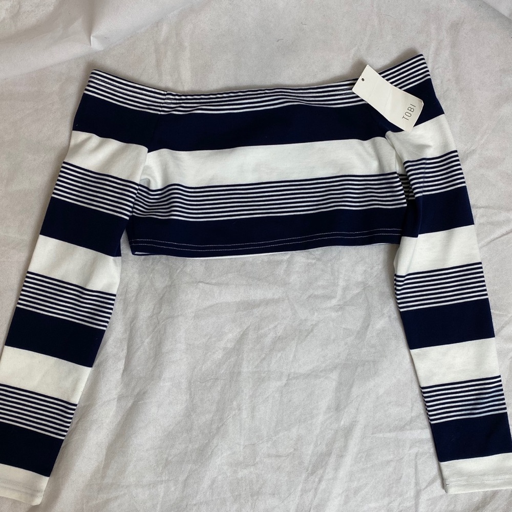 NWT Tobi | Striped Off shoulder Crop top